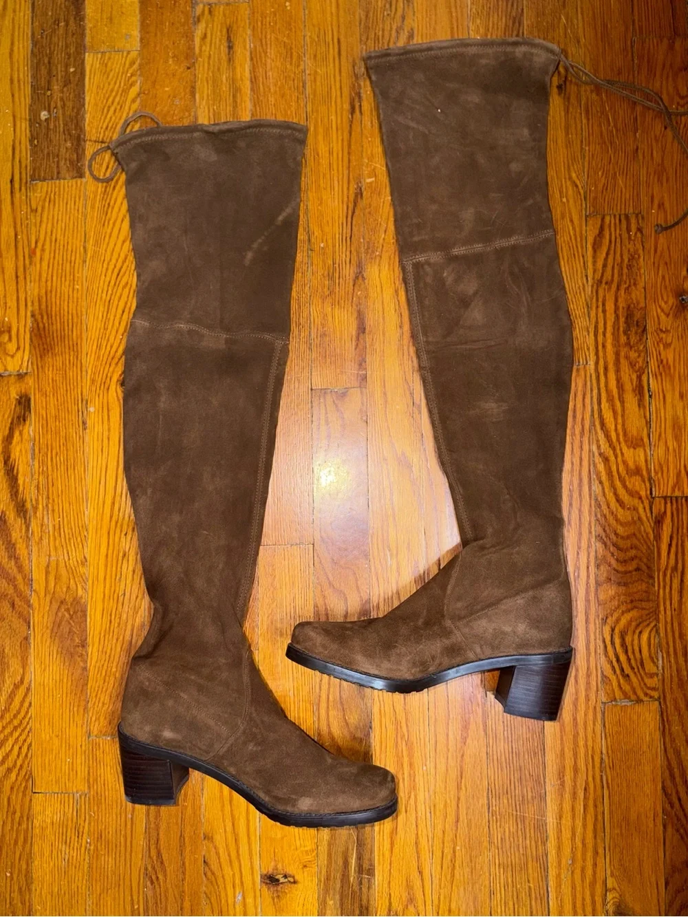 Stuart Weitzman Brown Suede Over-the-Knee Lace-Up Boots